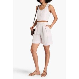DEREK LAM 10 CROSBY Linen Blend Shorts 4 Pink Pleated High Rise Twill Resort